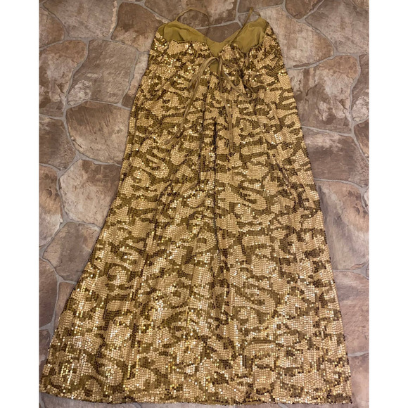 NWT Anthropologie Sequined Design Gold Midi Slip Dress, Size 20W - Picture 7 of 9